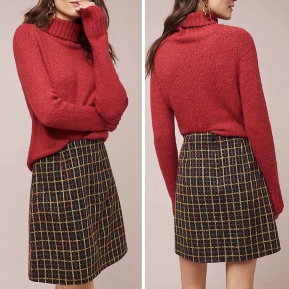 Anthropologie Hutch Windowpane Tweed Skirt, XS NWT